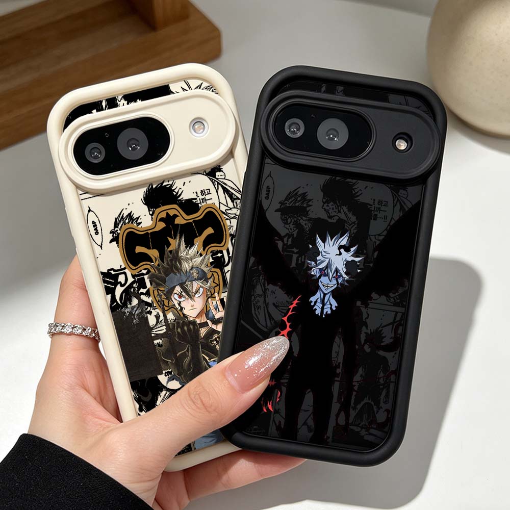 Google Pixel 9 Pro - เคสโทรศัพท์สีดำลายโคลเวอร์สุดเท่ สำหรับ Google Pixel 10 9