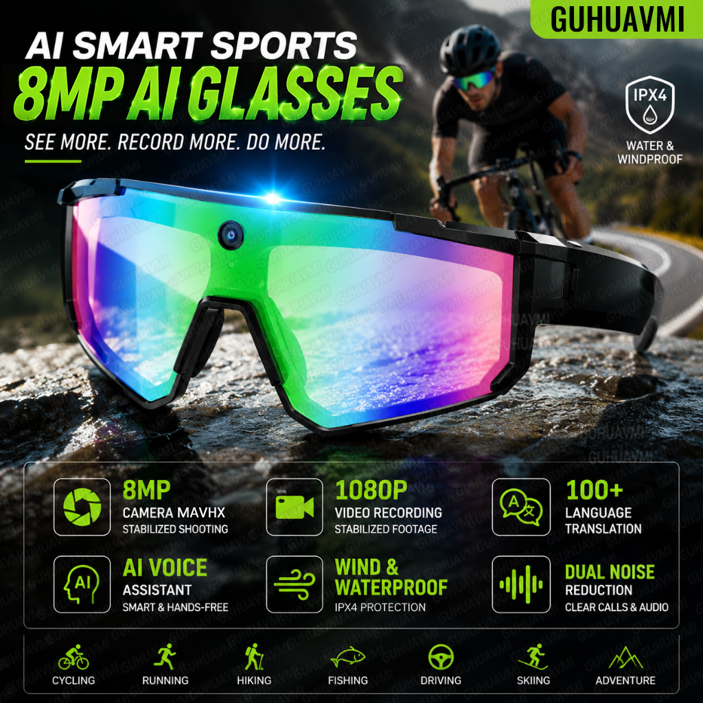 Smart Glasses Lens - แว่นตาอัจฉริยะ AI พร้อมกล้อง HD บันทึกวิดีโอแบบเสถียร แว่นตากันน้ำ