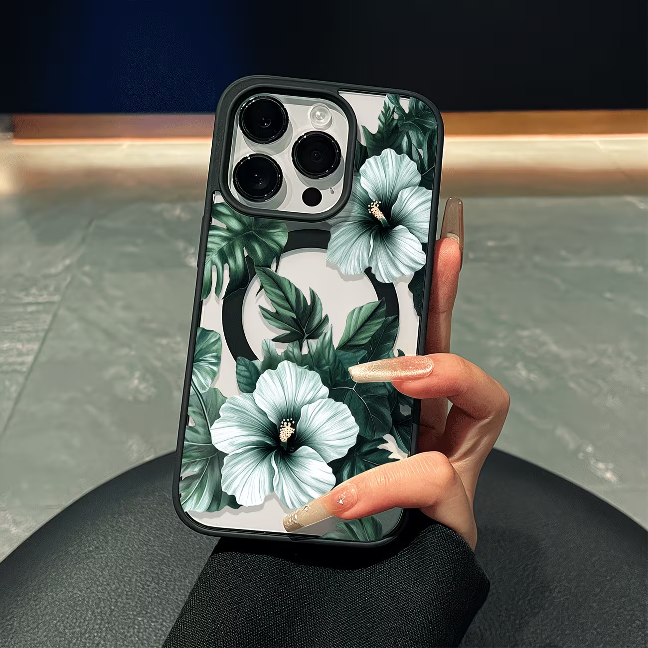 Apple Iphone 15 Pro Max - เคสโทรศัพท์ลายดอกไม้สีเขียวสำหรับ iPhone 17 16 15 14